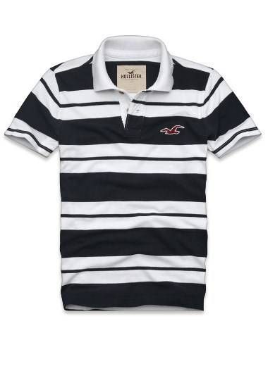 Polo Hollister Coronado Island - Branco e Azul Marinho (G)